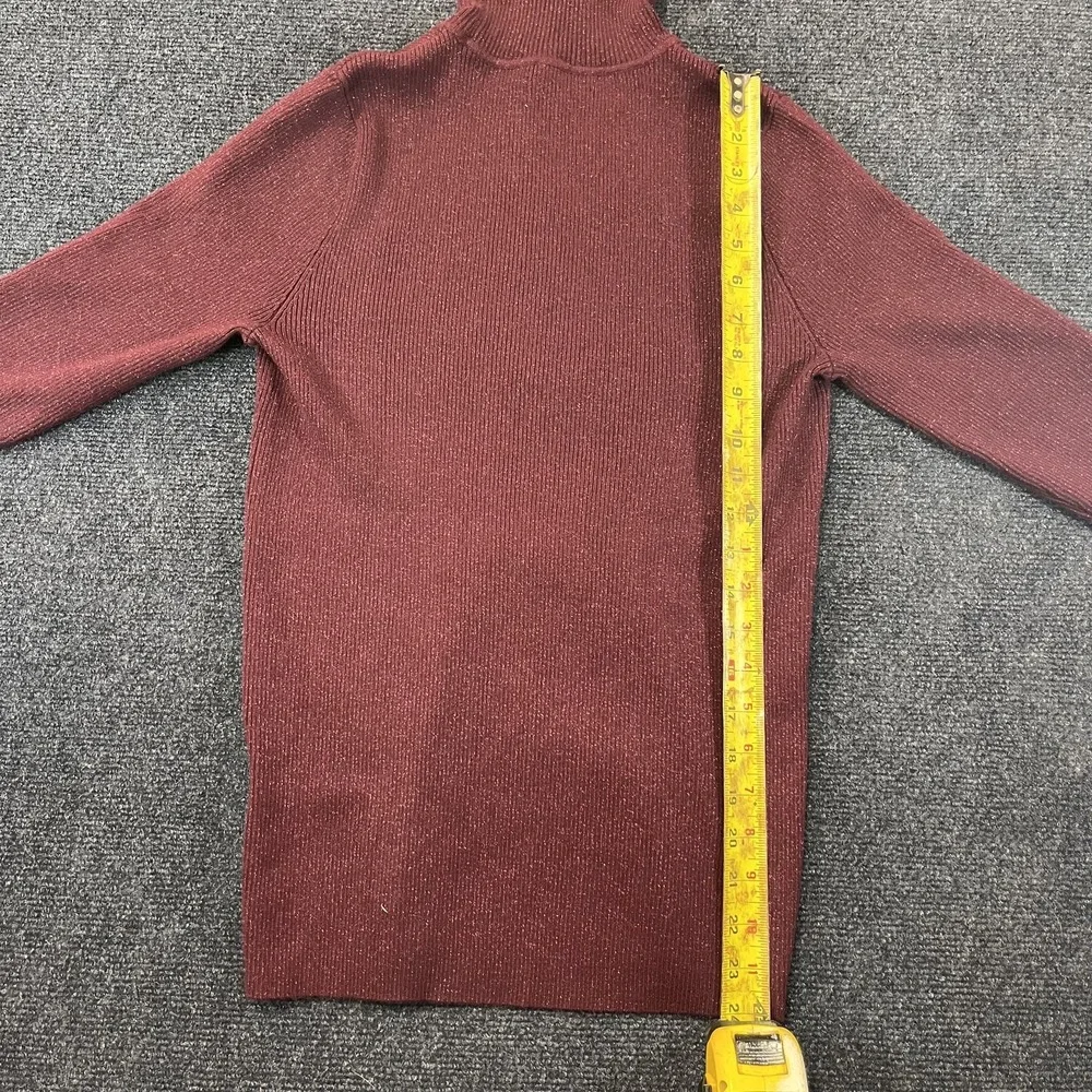 Lauren Ralph‎ Lauren Sweater Womens Medium Red Turtleneck Metallic Knit Pullover
